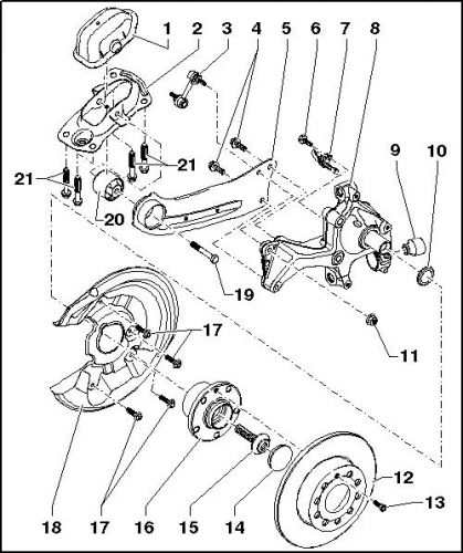 Assembly of steering knuckle and trailing arm